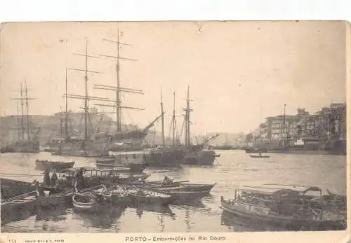 A957 Portugal 1911 Porto Embarcacoes no Rio Douro Boats Vintage Postkarte