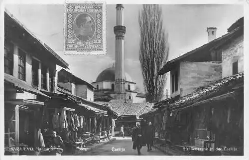 A956 Bosnien und Herzegowina Sarajevo 1930 Carsija Marktstraße RPPC Postkarte
