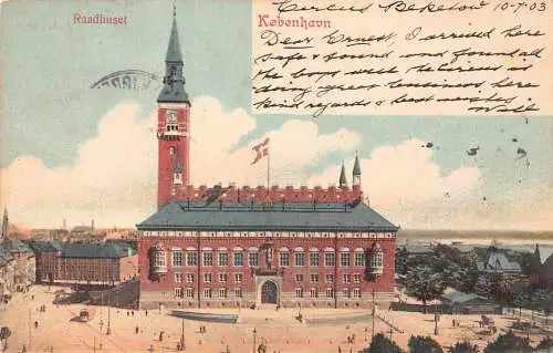 C045 Dänemark Kopenhagen Raadhuset 1903 Vintage Postkarte