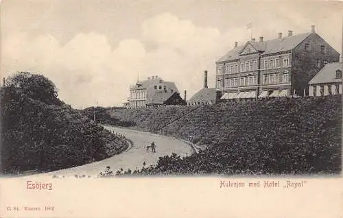 C045 Dänemark Esbjergc Hulvejrn med Hotel Royal Vintage Postkarte