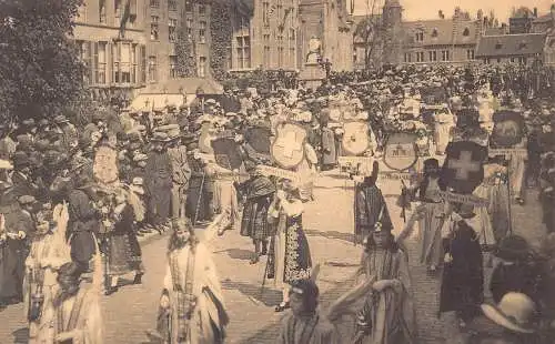C047 Belgien Brügge Prozession du St. Gesang Vintage Postkarte