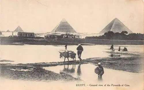 C046 Ägypten Kairo Gesamtansicht der Pyramiden von Gizeh Vintage Postkarte