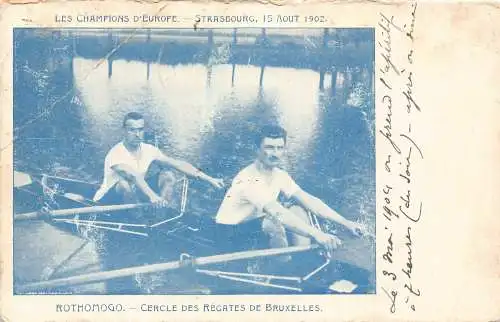 C047 Belgien Les Champions d'Europe Rothomogo 1904 Vintage Postkarte