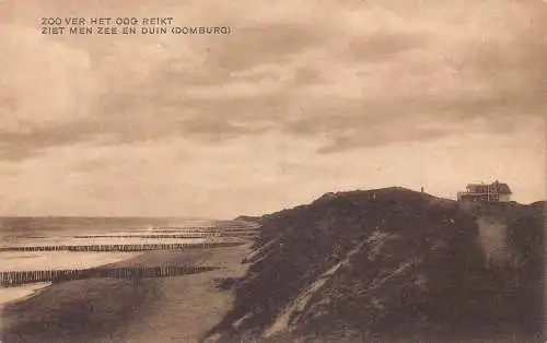 Niederlande Domburg Ziet Männer Zee en Duin Meer Strand Vintage Postkarte