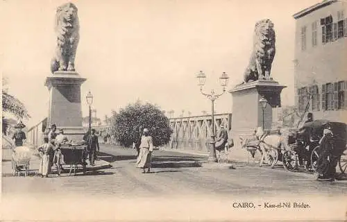 C046 Ägypten Kasr-el-Nil Brücke Vintage Postkarte
