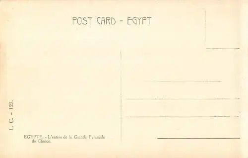 C046 Ägypten Der Eingang des großen Die Pyramide von Cheops Kamel Postkarte