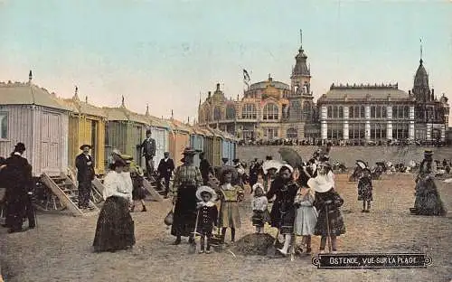 C047 Belgien Ostende vue sur la Plage Vintage Postkarte