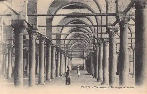 C046 Ägypten Kairo Das Innere der Moschee von Amrou Vintage Postkarte