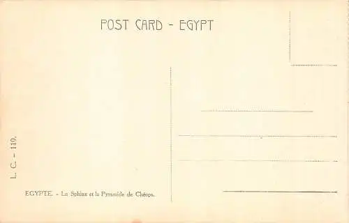 C046 Ägypten Die Sphinx und die Cheops-Pyramide Vintage Postkarte