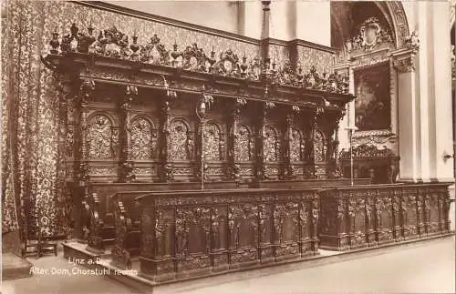 C042 Österreich, Linz a.d. Alter Dom Chorstuhl rechts alte Postkarte