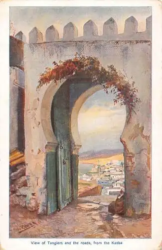 A938 Marokko Blick auf Tanger und Straßen von Kasba Art Vintage Postkarte