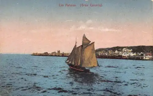 A957 Spanien Las Palmas Gran Canaria Segelboote Vintage Postkarte