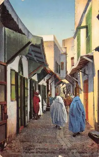 A938 Marokko Tanger Rue de Casbah Straße Vintage Postkarte