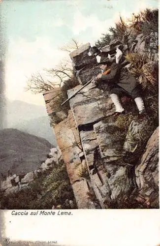 A939 Schweiz Caccia sul Monte Lema Jäger Gewehr Beagle Hund Postkarte