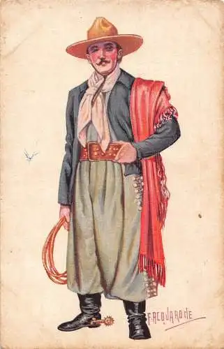A939 Mexiko Arten von Kostümen Gaucho Reiter Rio Grande Ureinwohner Postkarte