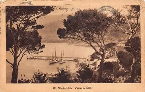 A959 Spanien 1930 Mallorca Puerto de Soller Vintage Postkarte