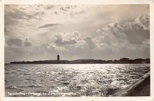 Niederlande 1949 Terschelling Dellewal bij Zonsondergang Meer Vintage Postkarte