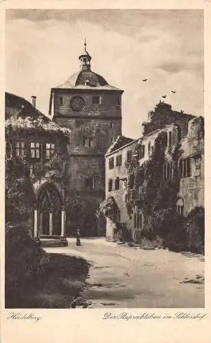 Deutschland Heidelberg Ruprechtsbau im Schlosshof Vintage Postkarte