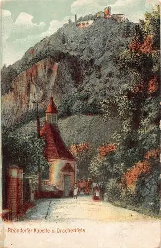 Deutschland Ruine Rboendorfer Kapelle und Drachenfels Vintage Postkarte