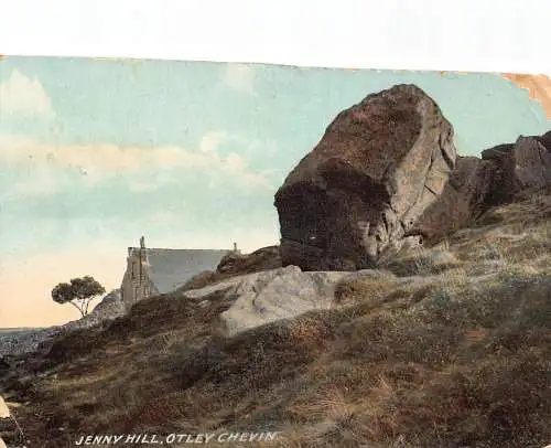 L368 England 1909 Jenny Hill Otley Chevin Cliff Rock Vintage Postkarte