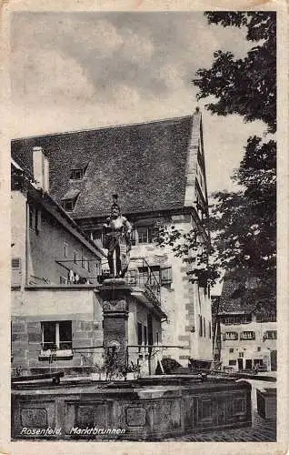 L214 Deutschland Rosenfeld Marktbrunnen Brunnen Vintage Postkarte