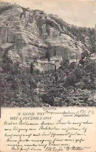 L038 Griechenland 1904 Katavrita Couvent Megaspileon Vintage Postkarte