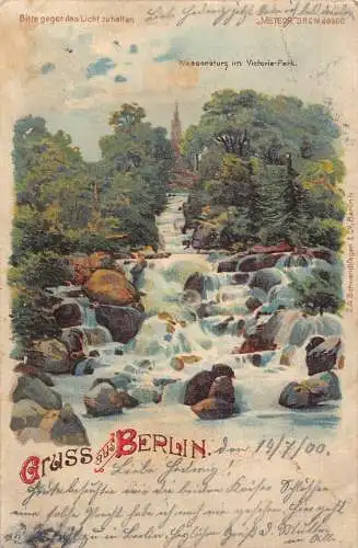 L038 Deutschland 1900 Gruss aus Berlin Victoria Park Litho Vintage Postkarte
