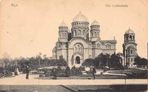 L036 Lettland 1918 Rigaer Domfeld Vintage Postkarte