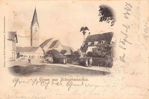 L036 Deutschland 1898 Gruss aus Schwabmünchen Vintage Postkarte