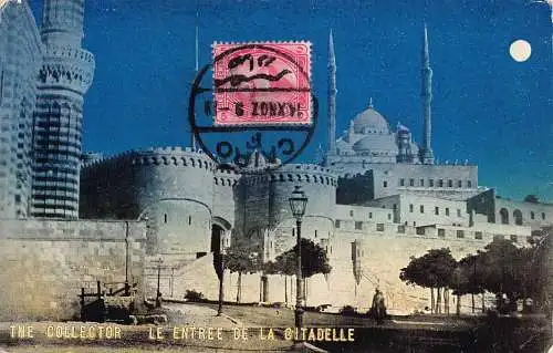 L041 Ägypten Kairo 1907 Eingang zur Zitadelle Mondschein Vintage Postkarte