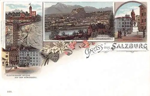 L106 Österreich Gruss aus Salzburg Litho Vintage Postkarte