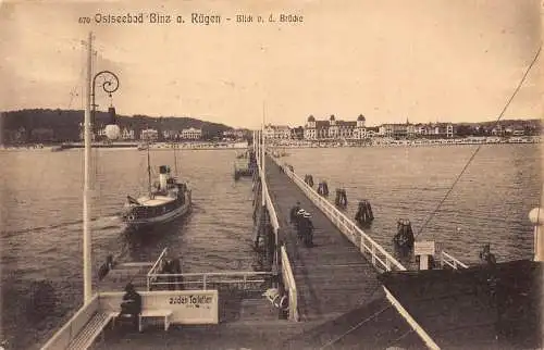 L107 Deutschland 1915 Ostseebad Binz a Rügen Boote Schiffsanlegestelle Postkarte