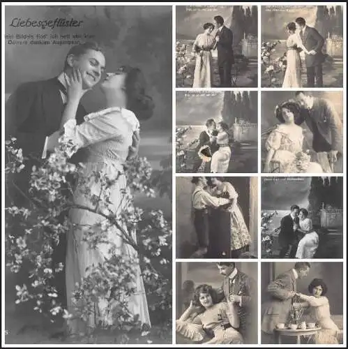 L105 Deutschland 1915 Romantik Flüstern der Liebe Paar Set 9 Postkarten