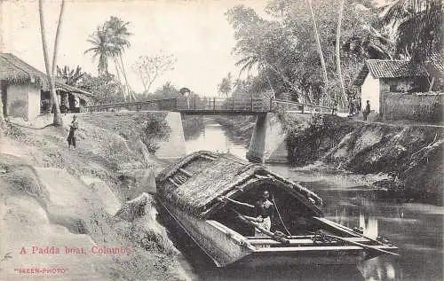 L380 Ceylon Sri Lanka Ein Padda Boot überdachte Brücke Fluss Colombo Postkarten