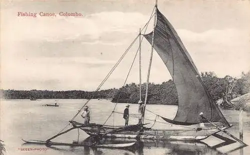 L380 Ceylon Sri Lanka Colombo Angeln Kanu Vintage Postkarten