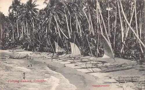 L380 Ceylon Sri Lanka Angeln Kanus Meer Küste Wald Colombo Postkarten