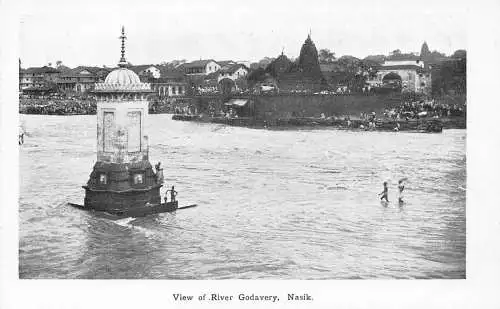 L381 Indien Blick auf Fluss Godavery Denkmal Kinder Vintage Postkarte