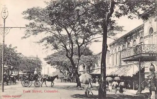 L380 Ceylon Sri Lanka Colombo York Street Pferdekutsche Bristol Hotel Postkarten