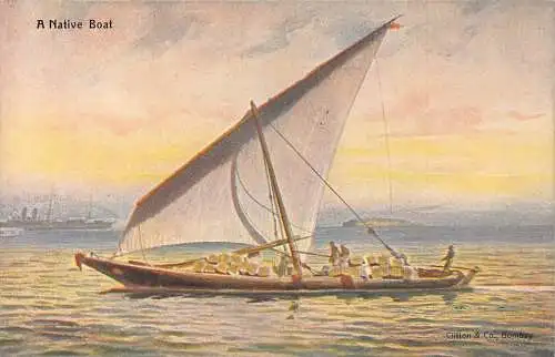 L381 Indien Bombay Mumbai Ein einheimisches Segelboot Vintage Postkarte