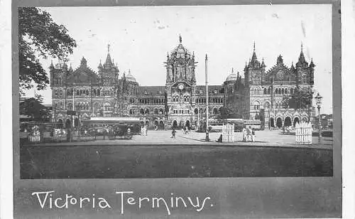 L381 Indien Mumbai Bombay Chhatrapati Shivaji Victoria Terminus Kutsche Postkarte
