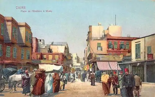 L383 Ägypten Kairo Place de l'Enchere a Mosky Carts Marktplatz Vintage Postkarte