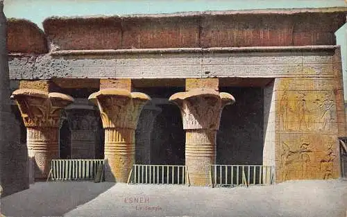 L383 Ägypten Esneh Tempel Hieroglyphen Vintage Postkarte