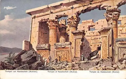 L383 Ägypten Tempel Kalabscheh Nubien Künstlerkarte signiert F Perlberg Postkarte