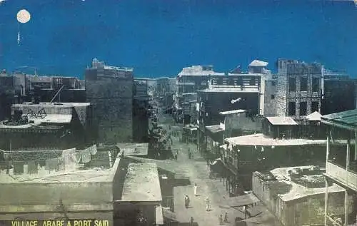 L382 Ägypten Port Said Village Arabe Straße Gesamtansicht Mondlicht Postkarte