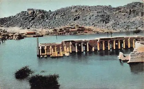 L382 Ägypten Philae Säulen Ruinen Tempel Insel Vintage Postkarte