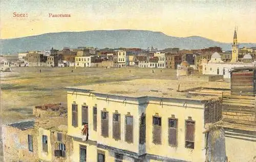 L382 Ägypten Suez Panoramablick Vintage Postkarte