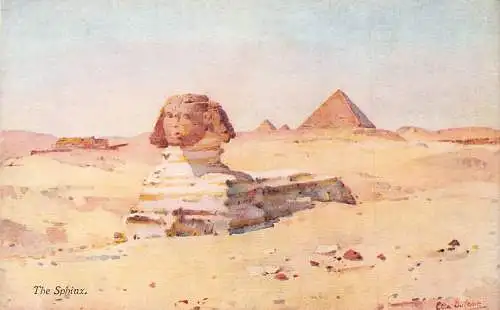 L382 Ägypten Die Sphinx Gemälde signiert Ella Du Cane Vintage Postkarte