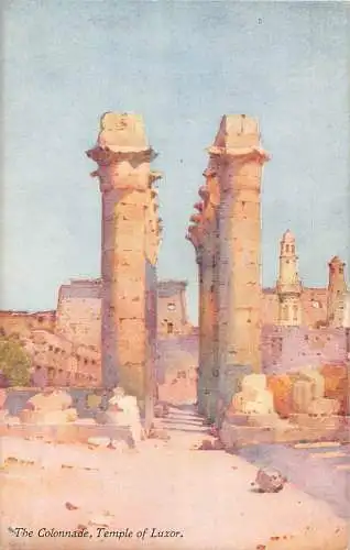 L384 Ägypten Der Kolonnadentempel von Luxor Gemälde signiert Ella du Cane Postkarte