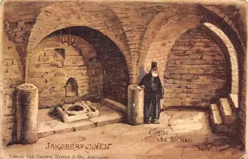 A961 Israel Gruss aus Sichem Jakobbsbrunnen Vintage Postkarte