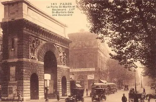 C049 Frankreich Paris St-Martin Tor und Boulevard Vintage Postkarte